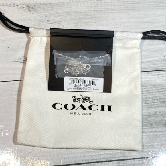 Coach Script Logo Silver Necklace - Picture 4 of 6